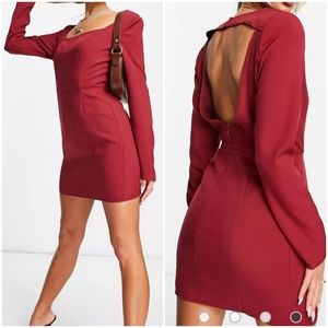 MISSGUIDED OPEN BACK & SHOULDER PADS DRESS